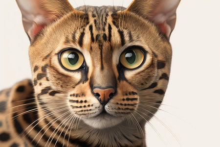 Close up of Bengal cat with white background very high quality. Generative AI AIG16の素材