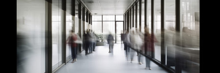 People walking motion blur in office business corporation. Generative AI AIG18.の素材