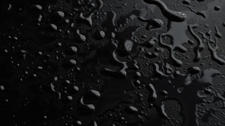Black background with water drop texture. Generative AI AIG21.の素材