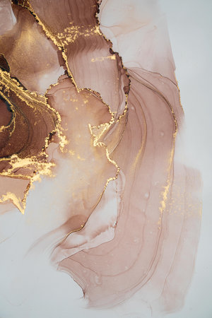 Original artwork photo of marble ink abstract art. High resolution photograph from exemplary original painting. Abstract painting was painted on HQ paper texture to create smooth marbling pattern.の写真素材