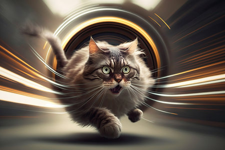 Warp cat funny animal feline realistic spiral picture . Generative AI AIG15.の素材