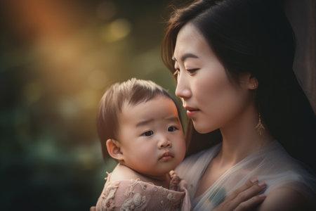 The strength and beauty of chinese motherhood in a single image. Generative AI AIG18.の素材
