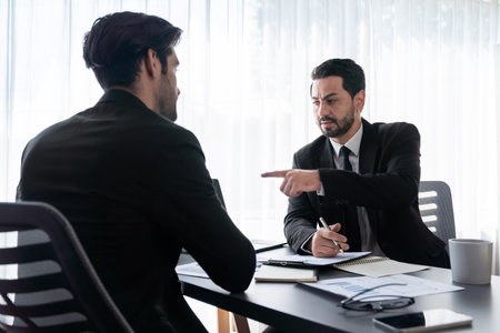 Busy analyst team discussing financial data on digital dashboard, analyzing chart and graph using data science software display on a laptop screen. Business intelligence and Fintech. Ferventの写真素材