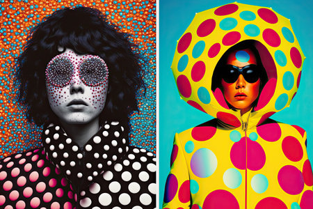 Pointillism magic surreal psychedelic avant-garde art beautiful woman. Generative AI AIG15.の素材