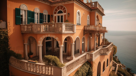 Home architecture design in Tudor Style with Half-timbered facade constructed by Brick and Timber material. Tudor Revival style. Generative AI AIG25 .の素材