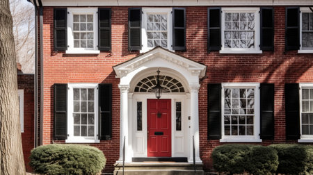 Home architecture design in Art Deco Style with Circular driveway constructed by Concrete and Glass material. Streamlined moderne design. Generative AI AIG25 .の素材