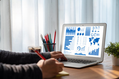 Business data dashboard provide modish business intelligence analytic for marketing strategy planningの写真素材