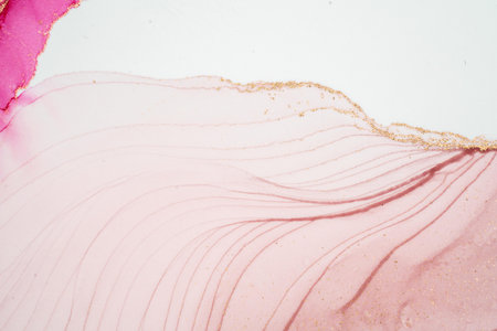 Original artwork photo of marble ink abstract art. High resolution photograph from exemplary original painting. Abstract painting was painted on HQ paper texture to create smooth marbling pattern.の写真素材
