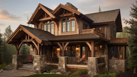 Home architecture design in Mediterranean Style with Courtyard constructed by Stucco and Tile material. Mediterranean Revival style. Generative AI AIG25 .の素材