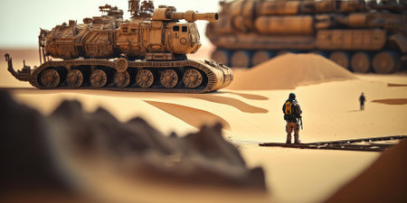 Biomechanical human machine mars photography working tilt-shift. Generative AI AIG16.の素材