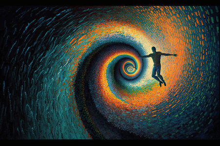 Mind spiraling out of control pointillism colorful color. Generative AI AIG15.の素材