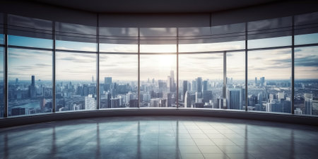 Empty office space floor, modern office interior. Generative AI AIG18.の素材