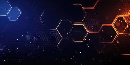 Blue hexagon technology abstract background. Generative AI AIG21.の素材