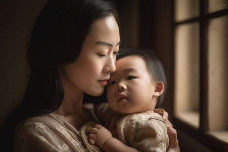The strength and beauty of chinese motherhood in a single image. Generative AI AIG18.の素材