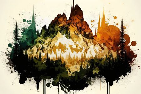 Splash of earth tone color forming the abstract shape. Generative AI AIG15.の素材