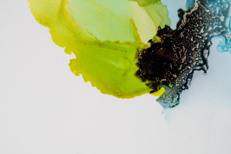 Original artwork photo of marble ink abstract art. High resolution photograph from exemplary original painting. Abstract painting was painted on HQ paper texture to create smooth marbling pattern.の写真素材