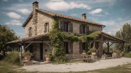 Home architecture design in Craftsman Style with Front porch constructed by Wood and Stone material. Arts and Crafts style. Generative AI AIG25 .の素材