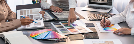 Group of interior designer team in meeting, discussing with engineer on interior design and planning...