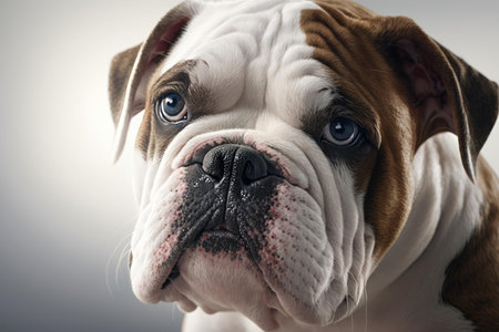 Close up of Bulldog dog with white background very high quality. Generative AI AIG16の素材