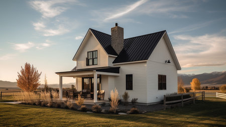 Home architecture design in Craftsman Style with Front porch constructed by Wood and Stone material. Craftsman style. Generative AI AIG25 .の素材