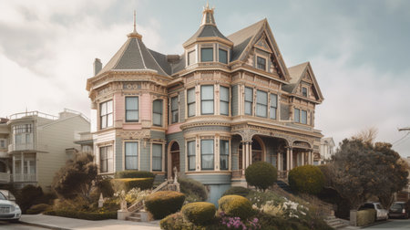 Home architecture design in Cape Cod Style with Center dormer constructed by Shingle and wood material. New England classic. Generative AI AIG25 .の素材
