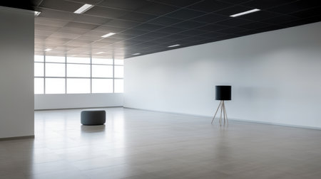 The interior of minimalist empty room in a business building. Generative AI image AIG30.の素材