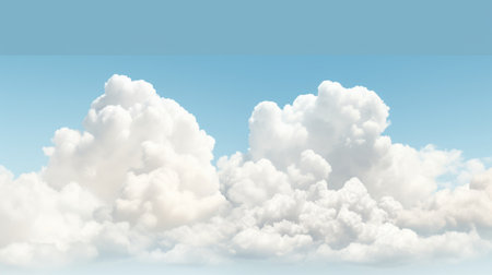 Beautiful sky on colorful gentle light day background. Sunny and fluffy clouds with pastel tone and...