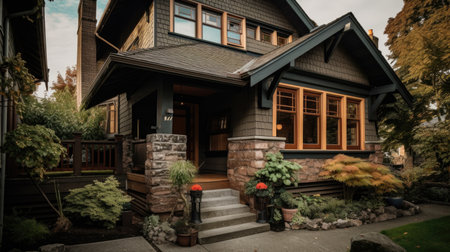 Home architecture design in Art Deco Style with Geometric facade constructed by Concrete and Glass material. Art Deco style. Generative AI AIG25 .の素材