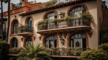 Home architecture design in Colonial Revival Style with Central entrance constructed by Brick and Stone material. Colonial Revival style. Generative AI AIG25 .の素材