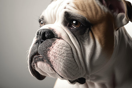 Close up of Bulldog dog with white background very high quality. Generative AI AIG16の素材