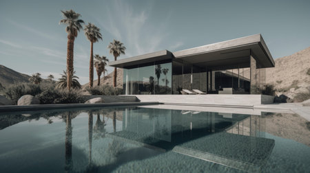 Home architecture design in Mediterranean Style with Balconies constructed by Stucco and Tile roof material. Mediterranean Revival style. Generative AI AIG25 .の素材