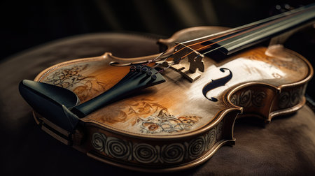 Full Violin instrument rococoâs style, elegant, gothic, renaissance, pastel colors. Generative AI AIG18.の素材