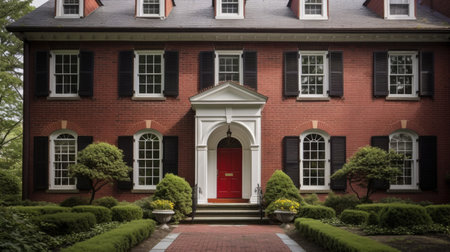 Home architecture design in Art Deco Style with Circular driveway constructed by Concrete and Glass material. Streamlined moderne design. Generative AI AIG25 .の素材