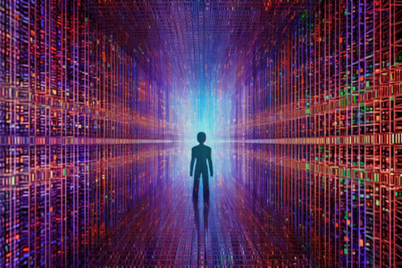 A computer running code appearing like as an image. Generative AI AIG27.の素材