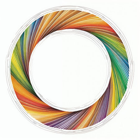 Empty circle frame on white background. Concept of overlapped mystery colorful watercolor. Finest generative AI.の素材