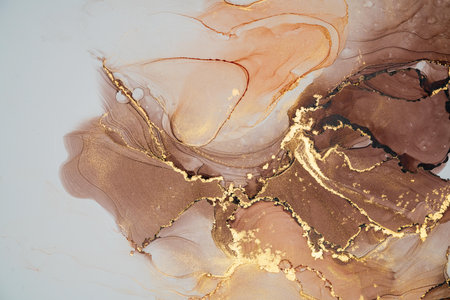 Original artwork photo of marble ink abstract art. High resolution photograph from exemplary original painting. Abstract painting was painted on HQ paper texture to create smooth marbling pattern.の写真素材