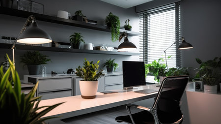 Inspiring office interior design Modern style Office featuring Sleek design architecture. Generative AI AIG 31.の素材