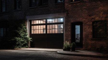 Home architecture design in Contemporary Style with Floor-to-ceiling constructed by Steel and Glass material. Contemporary modern style. Generative AI AIG25 .の素材