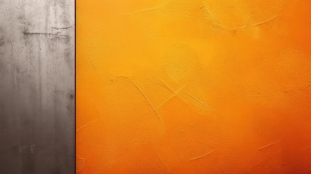 The abstract background of metal texture with empty space in tangerine orange and lemon yellow...