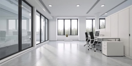 Empty space in white modern office. Generative AI AIG18.の素材