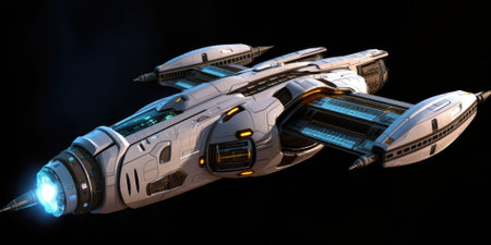 The advanced and futuristic exploratory science carrier spaceship. Generative AI AIG27.の素材
