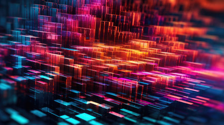 Digital abstract background with sci-fi neon light line pattern. Picturesque generative AIの素材