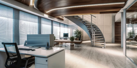 Corporate office interior modern design. Generative AI AIG18.の素材