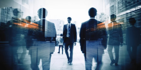 Full body of business people double exposure. Generative AI AIG18.の素材