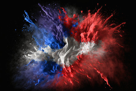 Image of color powder splash and explosion abstract art . Admirable Generative AI image .の素材