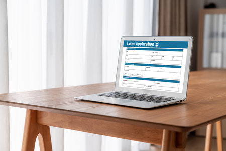 Online loan application form for modish digital information collection on the internet networkの写真素材