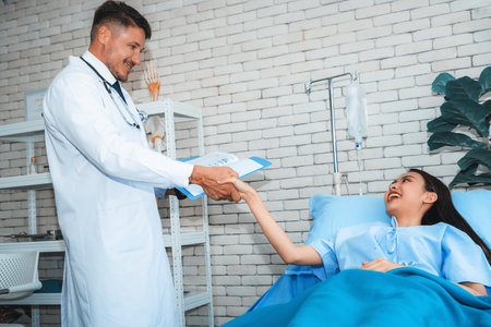 Doctor in professional uniform examining patient at hospital or medical clinic. Health care , medical and doctor staff service concept. Jivyの写真素材