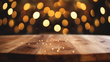 The empty wooden table top with bokeh background. Generative AI image AIG30.の素材