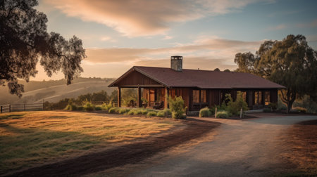 Home architecture design in Mediterranean Style with Courtyard constructed by Stucco and tile material. Old world design with Spanish influence. Generative AI AIG25 .の素材