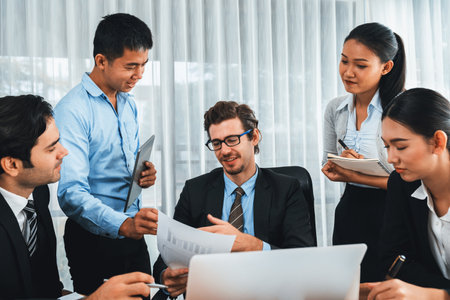 Diverse of business people from various ethnic group working in modern office environment....